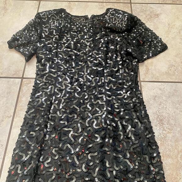 Stenay Silk Vintage Sequin Black Short Dress size 10 - Picture 7 of 15